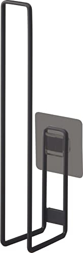 Yamazaki 5990 Tower Klebehaken-Toilettenpapierhalter, schwarz, Stahl/Silikon, minimalistisch, 3.7 x 7.3 x 25 cm