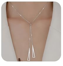 Aneneiceera Vintage Tassel Y Halskette Silber Hohl Dreieck Anhänger Halskette Statement Halskette Verstellbar Lang Lariat Halskette Slide Tennis Kette Halskette Schmuck Für Frauen Und Mädchen(silber)