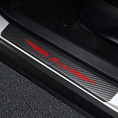 4Pcs Car Door Sill Protector for Fo-rd Fusion Fiesta Edge Escape, Anti Scratch Carbon Fiber Threshold Edge Entry Guard Stickers Kick Plates Styling Accessories, Fiesta Red