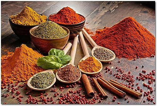 Moderne Affiche Cuisine Diverses épices Toile Tableau Art Peintures Decoration Murale pour Cuisine Tableau Decoration, sans Cadre (20X30CM)