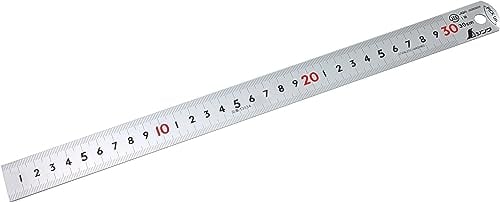 Shinwa 13134 Lineal aus Edelstahl 30 cm mit Pick-Up -Stahllineal Metalllineal Schreinerlineal - by Famex 12524