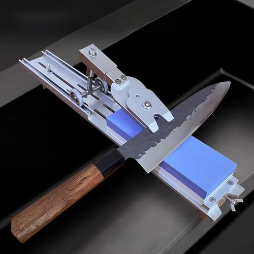 Jieotwice Afilador de Cuchillos de Ángulo Fijo para Fregadero, Soporte para Afilar Cuchillos de Metal, Antideslizante, Ajustable, Tijeras para Cuchillos de Cocina, Amoladora