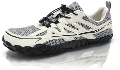 IceUnicorn Herren Damen Barfußschuhe Traillaufschuhe Fitnessschuhe Knit Minimalistische Breiter Zehenbox(B Beige,43EU)
