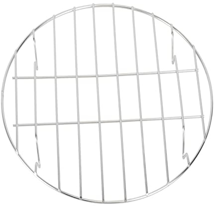 LIFKOME Grille de cuisson ronde 24,5 cm en acier inoxydable poli pour crevettes et viandes pour four et barbecue