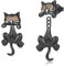 MEDWISE Schwarze Katze Ohrringe Mädchen 925 Sterling Silber Katzen Ohrringe Tiere Ohrstecker Doppelter Verwendungszweck Schmuck Katzen Schmuck für Damen Kinder Tochter Frauen Geburtstag Geschenke