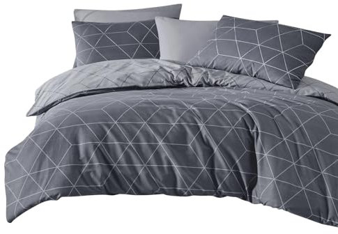 Traumschlaf Renforcé Bettwäsche • Modernes Linien-Design aus 100 % Baumwolle • Hautsympathisch, atmungsaktiv & pflegeleicht • Ideal für das ganze Jahr • 240x220 cm + 2X 80x80 cm, Grey