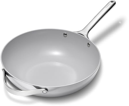 Caraway 12 Non-Stick Ceramic-Coated Stir Fry Pan | Wok-Inspired Pan, Free From forever Chemicals, High-Sloped Walls, Stainless Steel Handles, Gray