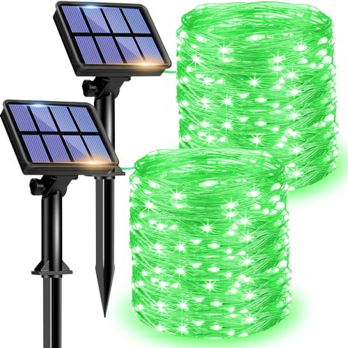 litogo 2 Stück Solar Lichterkette Aussen, 12M 120 LED Lichterkette Außen Wasserdicht KupferDraht 8 Modus Solarlichterkette Deko für Garten, Balkon, Terrasse, Tor, Hof, Hochzeit, Party (Grün)