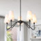 ZenithBeam Pendelleuchte Schwarz Modern,5-Licht Wohnzimmerlampe 76Cm E14 Lampen Mit WeißEm Leine Lampenschirm HäNgelampe FüR Esstisch Schlafzimmer KüChe,200W