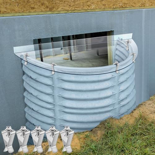 Vercraft Kellerfensterabdeckung für Kellerfenster, 99 cm L x 40,6 cm B, transparent, strapazierfähig, Polycarbonat, für den Außenbereich, UV-beständig, wasserdicht, gegen Schmutz, Fensterabdeckung,