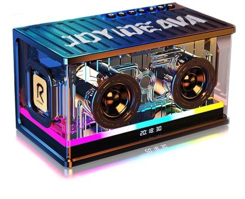 JOYIDEAVA Bluetooth Speaker Ultra Heavy Bass 40W RGB Light Cyber Mechanical Industrial Style Bluetooth 5.0 Wireless Stereo Sound Speaker for Indoor and Computer Room (Black)