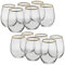 Queensway Home & Dining 570ml 12 Pcs Amber Tumbler with Gold Rim Whiskey Cocktails Glasses Perfect Party Goblet Mug Lead Free Drinkware Gifts Clear Fine Sleek Design for Celebrations