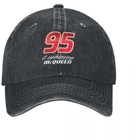 Autos Lightning McQueen Nummer 95 Unisex Baseballmützen Cartoon Distressed Washed Hut Vintage Outdoor Unstrukturierte Snapback Cap Baumwolle, für alle Jahreszeiten