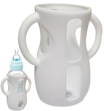 Housse en silicone pour biberon en verre - Housse en silicone pour biberon en verre - Housse d'allaitement avec poignées - Coque anti-chute et anti-chocs - Porte-biberon - Protège le biberon