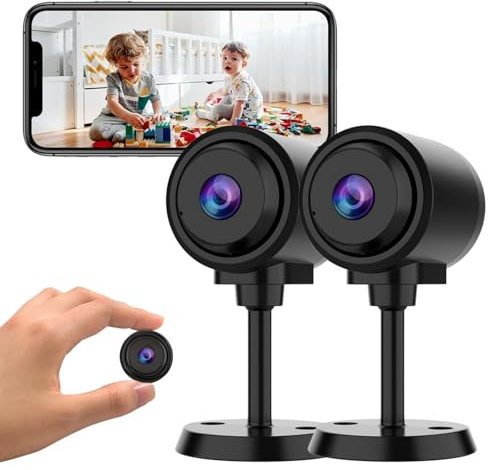 SONGYUKA Tiny Camera for Home Security 1Pcs, 2.4GHz WiFi Portable Battery Operated with IR Night Vision, Human Detection, 136° Wide Angle, Baby Monitor Small Motion Activated Camera (2-pcs)