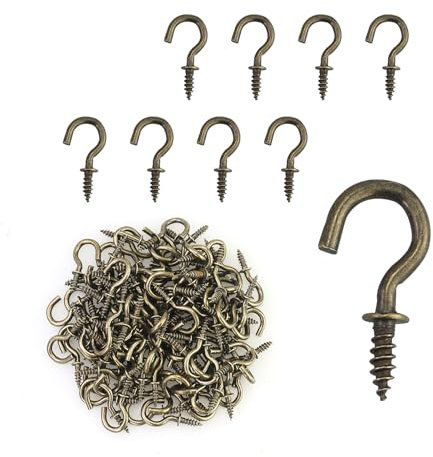 100 ganci a vite piccoli, viti a gancio da 1/2 pollici, piccoli ganci per viti, ganci a vite, ganci per viti piccoli, ganci a vite per legno, per appendere piante, decorazioni artistiche