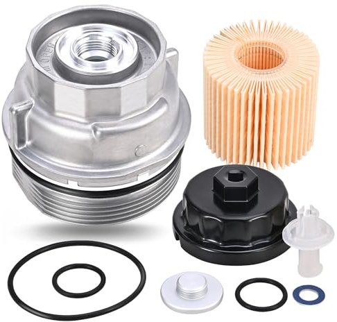 Kit de conjunto de tapa de carcasa de filtro de aceite 15620-31060 para Toyota Rav4 Tundra 4Runner Camry Highlander Tacoma Lexus RX350 de aluminio con llave de drenaje y tapón de repuesto 1562031060