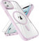 Handyhülle für iPhone 11/XR, [Anti-Gelb] Magnetische Klare Hülle mit 2 Schutzfolie, Kratzfester Durchsichtig PC Rücken, Bunte Transparent Stoßfest für iPhone 11 und iPhone XR 6.1 Zoll - Rosa