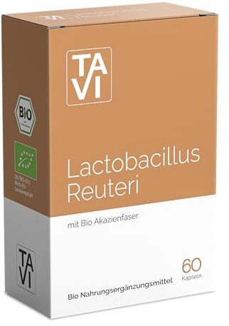 TAVI® Lactobacillus Reuteri • BIO • Lebende Bakterien | 60 vegane Kapseln für 60 Tage • mit Akazienfaser