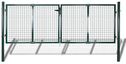 Refined Gartentor Doppeltor Zauntür Tor Garten Zaun Pforte Gartenzaun Tor 289x100 cm/306x150 cm Stahl Grün