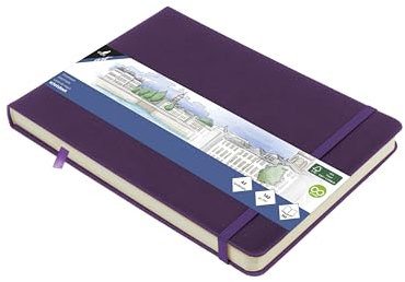 Skizzenbuch Kangaro A5 landscape Purple Heart PU Hardcover 80 Blatt 140 Gramm cremefarbenes Papier mit Gummiband und Band