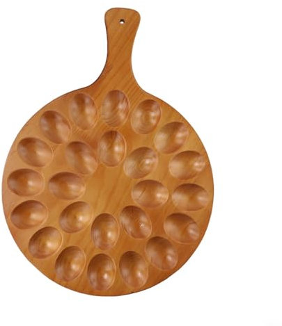 Eierhalter aus Holz, Servierplatte mit Griff, Küchenaufbewahrungsbehälter für 24 Eier, Party-Geschirr, Display-Tablett, rund