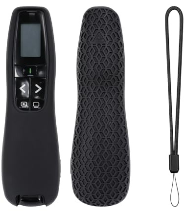 Silikon-Schutzhülle für Logitech R800 Wireless Presenter, stoßfeste Abdeckung mit rutschfestem Griff und Umhängeband, präzise Passform für R800-Fernbedienungszubehör (Schwarz)