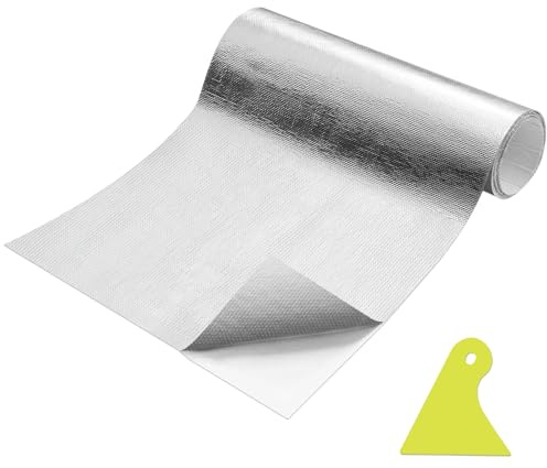 YFLeomry Isolant Thermique Autocollant Aluminisé 30x100 cm, Isolation en Fibre de Verre, pour Isolant Thermique Voiture, Plaque Isolation Thermique Four, Pare Chaleur Echappement Protection