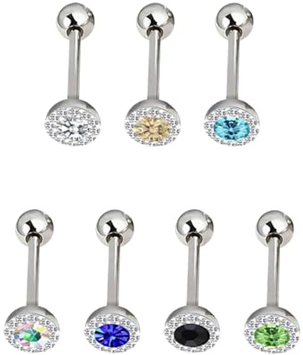 LQUYTA 7 Stücke Zungenpiercing Zungen Piercing Ohr Piercing Diamant Besetzt Medizinisch Edelstahl Hypoallergen Material Körper