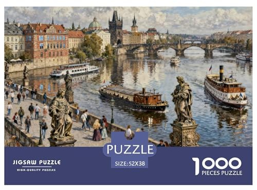 Charles-Brücke Hölzerne Puzzles Wasserfest 1000-teiliges Puzzle Geschenke Für Erwachsene Bunt Lernspiele
