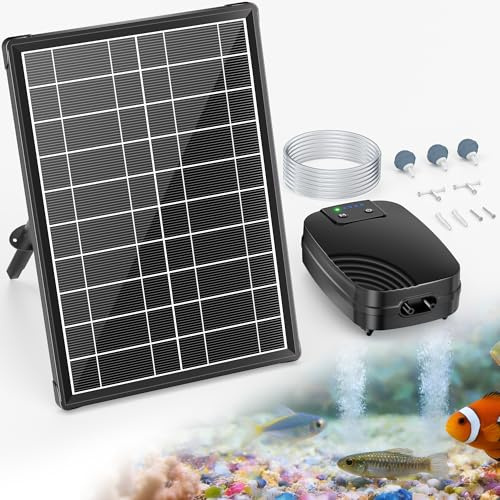 POPOSOAP 8W Solar Teichbelüfter mit Solar-Akku-Doppelstromversorgung | Solar Sauerstoffpumpe für Teich mit 24h kontinuierliche Belüftung, 3 Betriebsmodi für kleinen Fischteich und Aquarium