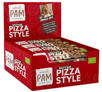 Naturally Pam Salty Bar, Pizza Style, 12 x 40 g, herzhafter Bio Snack, bio | salziger Snack statt süß, geröstete Erdnüsse & Kerne, 100% natürliche Zutaten, ohne Zuckerzusatz, von Pamela Reif