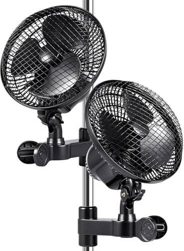Grow Ventilator Oszillierender Clip Ventilator 6'' Mini Fan, Klemmbarer Grow Lüfter für Growzelt&Growbox, 3 Geschwindigkeiten, 2H/4H/8H Timer, Leiser ≤32dB, 20W Lüfter für Hydrokultur Pflanzenwachstum