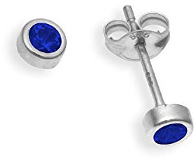 Ohrstecker einzeln echt 14 Karat Weissgold 585 mit Saphir 3mm (Art 602066/811064)