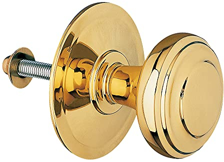 Amig - Pomo Mod. 15 Dorado de Latón Macizo Tallado con Acabado Pulido para Puertas Exteriores de Entrada - Diámetro Tirador Ø70 mm · Altura 77 mm - Incluye Tornillo y Tuerca de Fijación