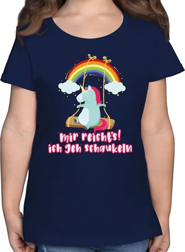T-Shirt Mädchen - Einhörner - Mir reichts ich GEH schaukeln - Einhorn Sprüche Unicorn Spruch Lustig - 104 (3/4 Jahre) - Dunkelblau - einhörnern jetzt reicht's Tshirt Unicorns schaukeln”