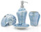 FORLONG Ocean Conch Sea Shell Keramik Badezimmer Zubehör Set mit 4,1 Gurgle Cups 1 Zahnbürstenhalter 1 Seifenschale 1 Seifenspender (blau)
