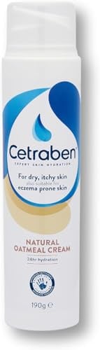 Cetraben Natural Oatmeal Cream, For Dry, Itchy & Eczema-Prone Skin, 190g | Provides 24 Hour hydration, soothing, lightweight & quick drying for sensitive skin, for daily use on the body and face
