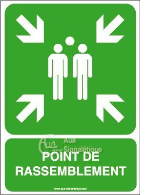AUA SIGNALETIQUE - Panneau ISO 7010 Point de rassemblement E007-AI - 300x420 mm, Aluminium Dibond 3mm