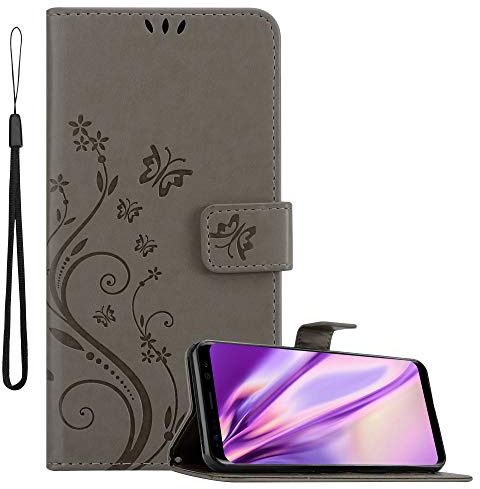 Cadorabo Hülle kompatibel mit Samsung Galaxy S8 Plus Blumen Design aus Kunst Leder Flip Klappbare Stoßfeste Magnetische [Standfunktion] [Kartenfächern] Cover Hülle für Galaxy S8 Plus Tasche in Grau
