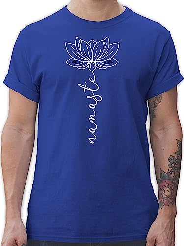 T-Shirt Herren - und Wellness Geschenk - Namaste Lotusblüte Yoga Chakra - M - Royalblau - männer Shirt do Your Shirts Fans Tshirt für Mann t-Shirts t Herren-Shirt Fun-t-Shirts t-Shirts t-schirt