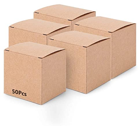 50 Stück Kraftpapier Geschenkbox Vintage Kraftpapier Geschenkverpackung Geschenkschachtel für Hochzeit, Geburtstag, Taufe, Party, Weihnachten(50 Stück)