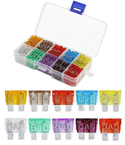Road Passion 100 Pcs 5A-50A Mini-Sicherungen Kfz Flachsicherung Kfz Auto Motorrad Sicherungen Set, Zinklegierung, Transparent, 32V, Durchsteckmontage