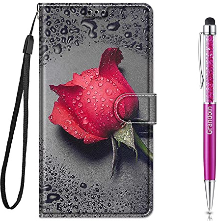 Grandoin Coque pour Xiaomi Redmi Note 8 Pro, Mode Créatif Effet Bookstyle Désign Étui de Protection Housse en PU Cuir avec Portefeuille Fermeture Magnétique Fentes pour Cartes (Rose)