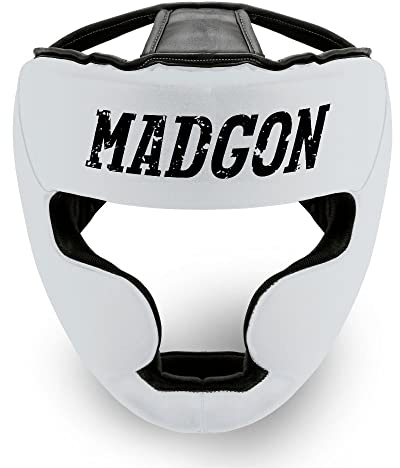 MADGON Premium Kopfschutz, Boxhelm mit Perfekter Sicht und maximalem Schutz, Gesichtsschutz für Kampfsport, MMA, Boxen, Kickboxen & Sparring