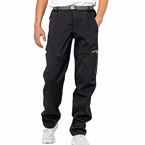 LY4U Pantaloni da Neve Invernali Pantaloni da Sci da Uomo Antivento Foderati in Pile per Escursionismo Passeggiate Golf Pesca Arrampicata Nero XL