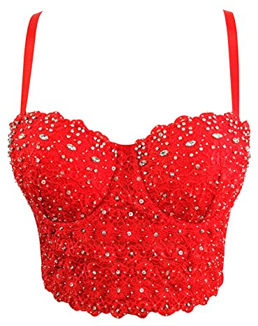 Woboren Damen Korsett Bustier BH Dessous Tank Top Trägertop Crop Top Corsage Clubwear Shirt Unterhemd top