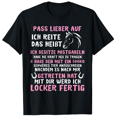 Lustiger Pferde Spruch für Reiterinnen Halbarm T-Shirt