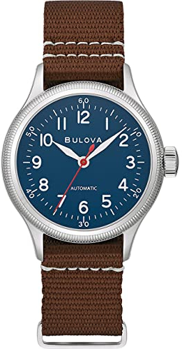 Bulova Herren Analog Automatik Uhr mit Stoff Armband 96A282