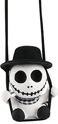 OOTSR Schaukel Anhänger von Skelett, Niedliches Dekor Geschenk für Auto, Rückspiegel-Hängezubehör (Schwarz)